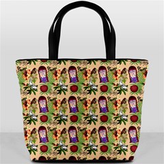 Purple Glasses Girl Pattern Peach Bucket Bag by snowwhitegirl