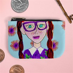 Purple Glasses Girl Wall Mini Coin Purse by snowwhitegirl