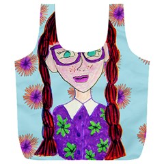 Purple Glasses Girl Wall Full Print Recycle Bag (xxxl) by snowwhitegirl