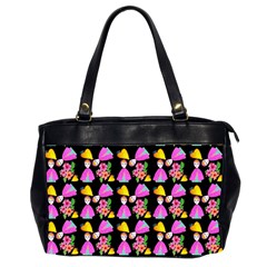 Girl With Hood Cape Heart Lemon Pattern Black Oversize Office Handbag (2 Sides) by snowwhitegirl