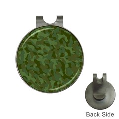 Green Army Camouflage Pattern Hat Clips With Golf Markers by SpinnyChairDesigns