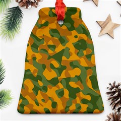 Green And Orange Camouflage Pattern Bell Ornament (two Sides) by SpinnyChairDesigns