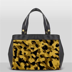 Black Yellow Brown Camouflage Pattern Oversize Office Handbag (2 Sides) by SpinnyChairDesigns