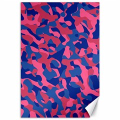 Blue And Pink Camouflage Pattern Canvas 12  X 18  by SpinnyChairDesigns