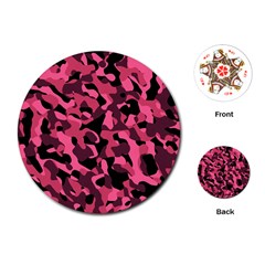 Black And Pink Camouflage Pattern Playing Cards Single Design (round) by SpinnyChairDesigns