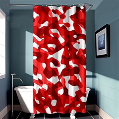 Red And White Camouflage Pattern Shower Curtain 36  X 72  (stall)  by SpinnyChairDesigns