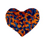 Blue and Orange Camouflage Pattern Standard 16  Premium Flano Heart Shape Cushions Back