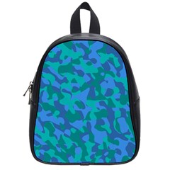 Blue Turquoise Teal Camouflage Pattern School Bag (small) by SpinnyChairDesigns