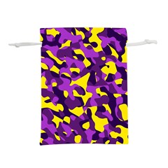 Purple And Yellow Camouflage Pattern Lightweight Drawstring Pouch (s) by SpinnyChairDesigns