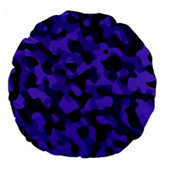 Purple Black Camouflage Pattern Large 18  Premium Round Cushions by SpinnyChairDesigns