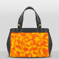 Orange And Yellow Camouflage Pattern Oversize Office Handbag (2 Sides) by SpinnyChairDesigns