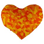 Orange and Yellow Camouflage Pattern Large 19  Premium Heart Shape Cushions Back