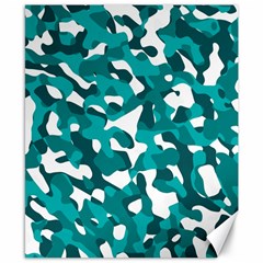 Teal And White Camouflage Pattern Canvas 8  X 10  by SpinnyChairDesigns