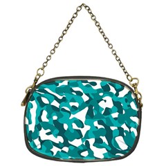 Teal And White Camouflage Pattern Chain Purse (one Side) by SpinnyChairDesigns