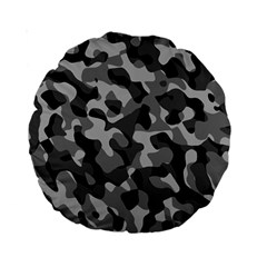 Grey And Black Camouflage Pattern Standard 15  Premium Round Cushions by SpinnyChairDesigns