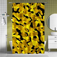 Black And Yellow Camouflage Pattern Shower Curtain 48  X 72  (small)  by SpinnyChairDesigns