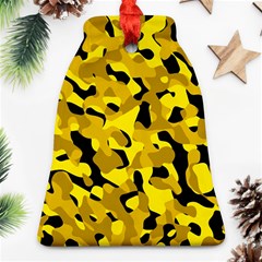 Black And Yellow Camouflage Pattern Bell Ornament (two Sides) by SpinnyChairDesigns