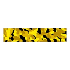 Black And Yellow Camouflage Pattern Velvet Scrunchie by SpinnyChairDesigns