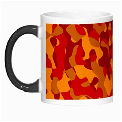 Red And Orange Camouflage Pattern Morph Mugs by SpinnyChairDesigns