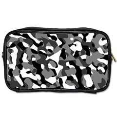 Black And White Camouflage Pattern Toiletries Bag (two Sides) by SpinnyChairDesigns