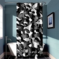 Black And White Camouflage Pattern Shower Curtain 36  X 72  (stall)  by SpinnyChairDesigns