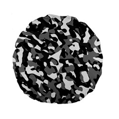 Black And White Camouflage Pattern Standard 15  Premium Flano Round Cushions by SpinnyChairDesigns