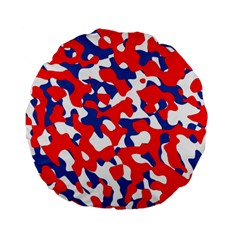 Red White Blue Camouflage Pattern Standard 15  Premium Flano Round Cushions by SpinnyChairDesigns