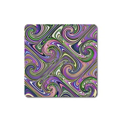 Abstract Art Purple Swirls Pattern Square Magnet by SpinnyChairDesigns