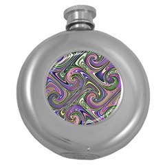 Abstract Art Purple Swirls Pattern Round Hip Flask (5 Oz) by SpinnyChairDesigns