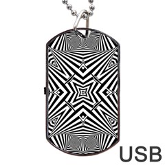 Black And White Line Art Pattern Stripes Dog Tag Usb Flash (one Side) by SpinnyChairDesigns