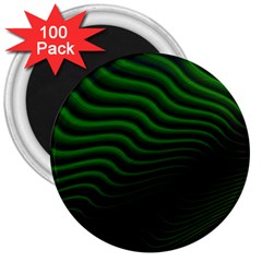 Black And Green Abstract Stripes Gradient 3  Magnets (100 Pack) by SpinnyChairDesigns