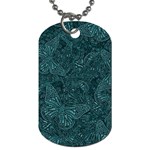 Dark Teal Butterfly Pattern Dog Tag (Two Sides) Front