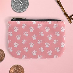 Animal Cat Dog Prints Pattern Pink White Mini Coin Purse by SpinnyChairDesigns