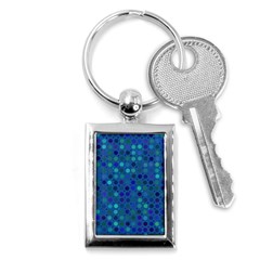 Blue Polka Dots Pattern Key Chain (rectangle) by SpinnyChairDesigns