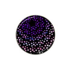 Purple Stars On Black Pattern Hat Clip Ball Marker by SpinnyChairDesigns