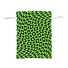 Abstract Black And Green Checkered Pattern Lightweight Drawstring Pouch (m) by SpinnyChairDesigns