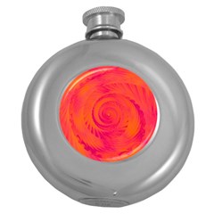 Pink And Orange Swirl Round Hip Flask (5 Oz) by SpinnyChairDesigns