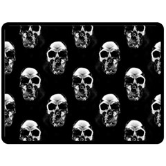 Black And White Skulls Fleece Blanket (large)  by SpinnyChairDesigns