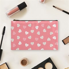 Cute Pink And White Hearts Cosmetic Bag (medium) by SpinnyChairDesigns