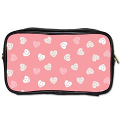 Cute Pink And White Hearts Toiletries Bag (one Side) by SpinnyChairDesigns