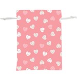 Cute Pink and White Hearts  Lightweight Drawstring Pouch (XL) Front