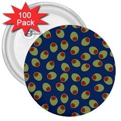 Green Olives With Pimentos 3  Buttons (100 Pack)  by SpinnyChairDesigns