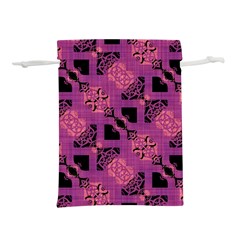 Fuchsia Black Abstract Checkered Stripes  Lightweight Drawstring Pouch (m) by SpinnyChairDesigns