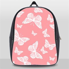 Pink And White Butterflies School Bag (xl) by SpinnyChairDesigns