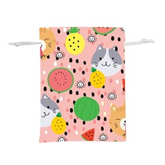 Cats And Fruits  Lightweight Drawstring Pouch (l) by Sobalvarro