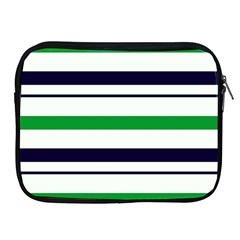 Green With Blue Stripes Apple Ipad 2/3/4 Zipper Cases by tmsartbazaar