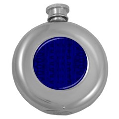 Cobalt Blue Color Batik Round Hip Flask (5 Oz) by SpinnyChairDesigns