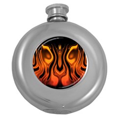 Fire And Flames Pattern Round Hip Flask (5 Oz) by SpinnyChairDesigns