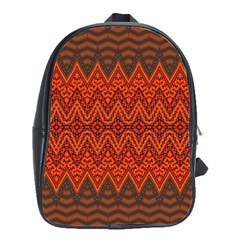 Boho Rust Orange Brown Pattern School Bag (large) by SpinnyChairDesigns