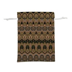 Boho Green Brown Pattern Lightweight Drawstring Pouch (m) by SpinnyChairDesigns